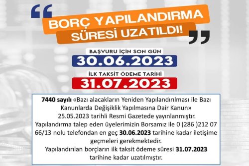 Borç Yapılandırma Süresi̇ Uzatıldı..