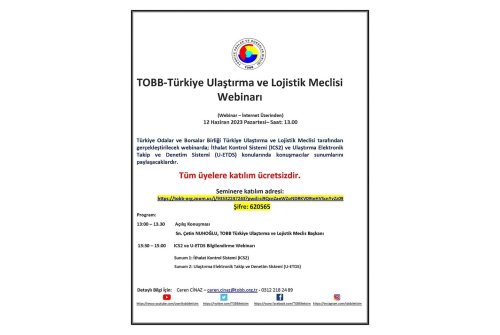 Tobb-Türkiye Ulaştırma Ve Lojistik Meclisi Webinarı